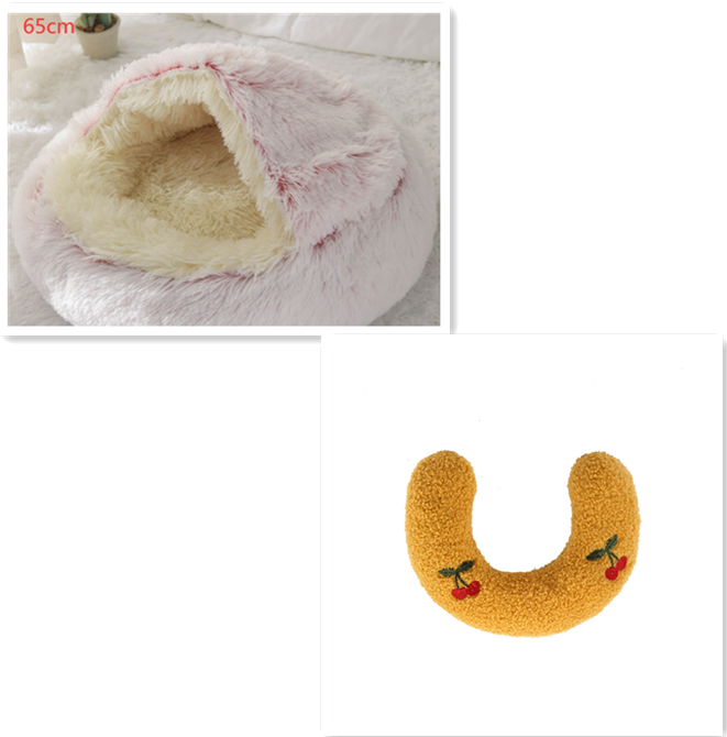 2-in-1 Plush Pet Bed & Cave