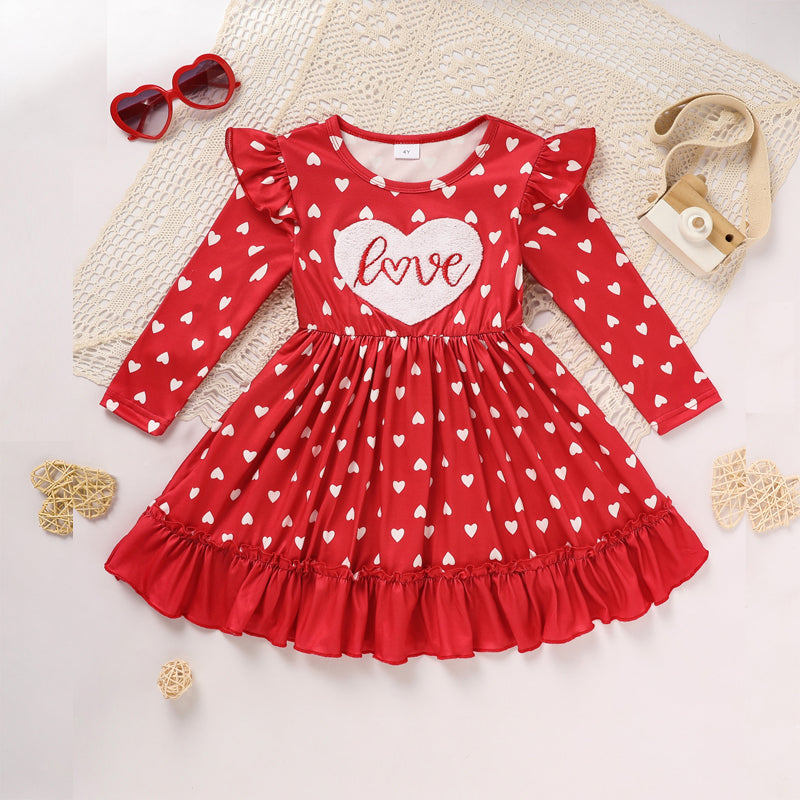 Toddler "LOVE" Embroidered Heart Dress
