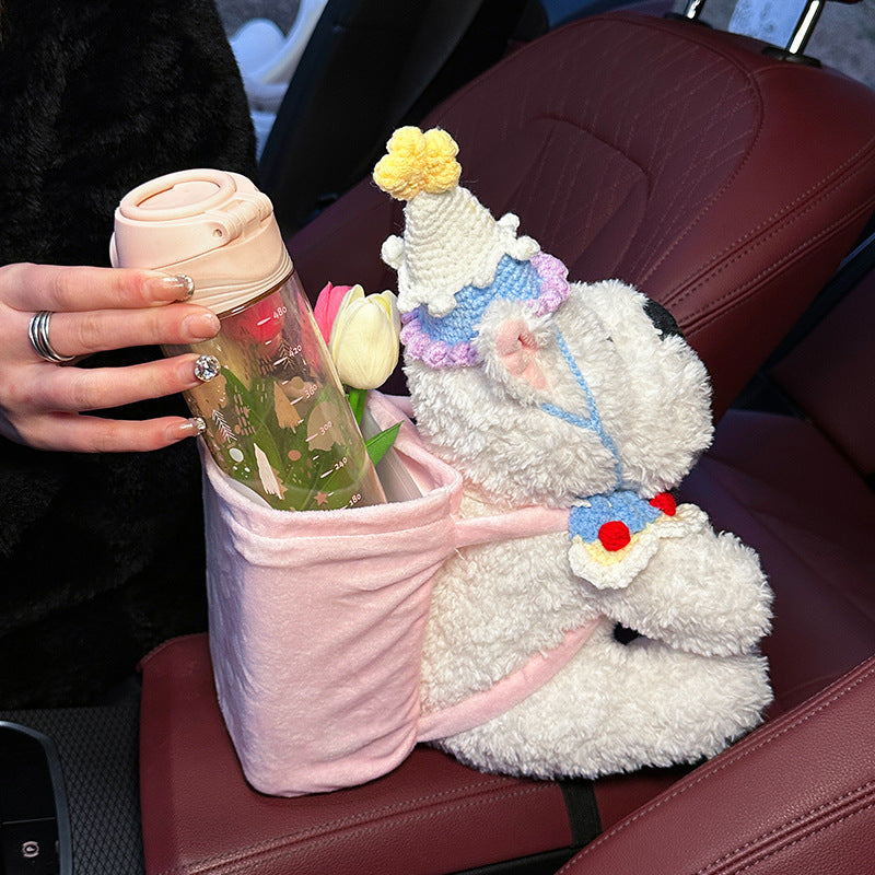 Plush Puppy Car Trash Bin