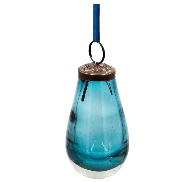 Blue Teardrop Glass Ornaments (12 pcs)