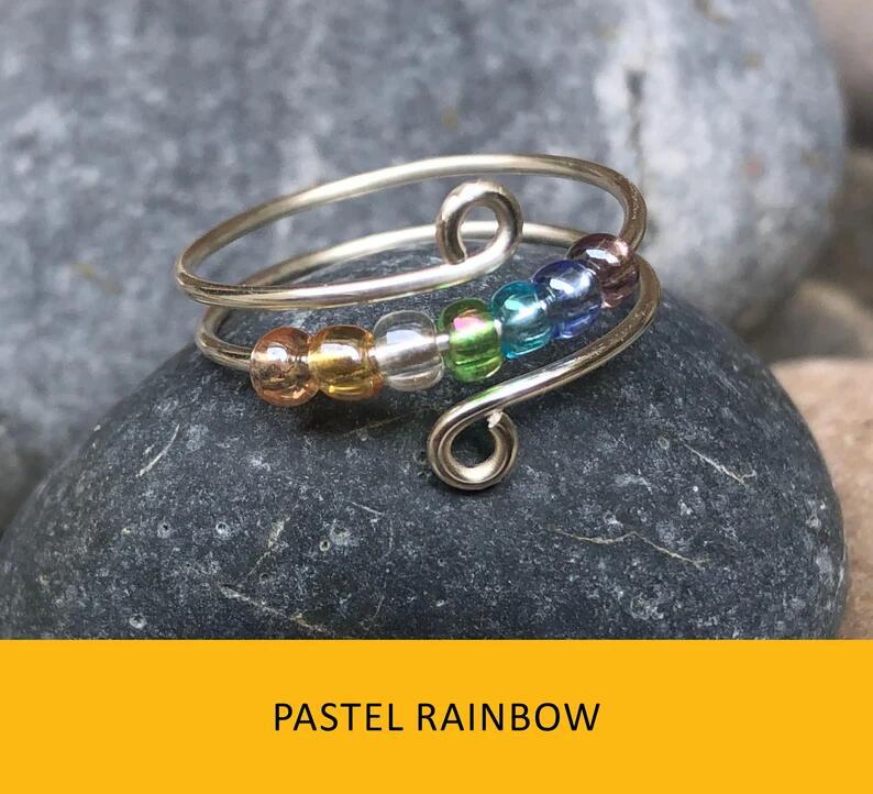 Colorful Bead Spinner Ring