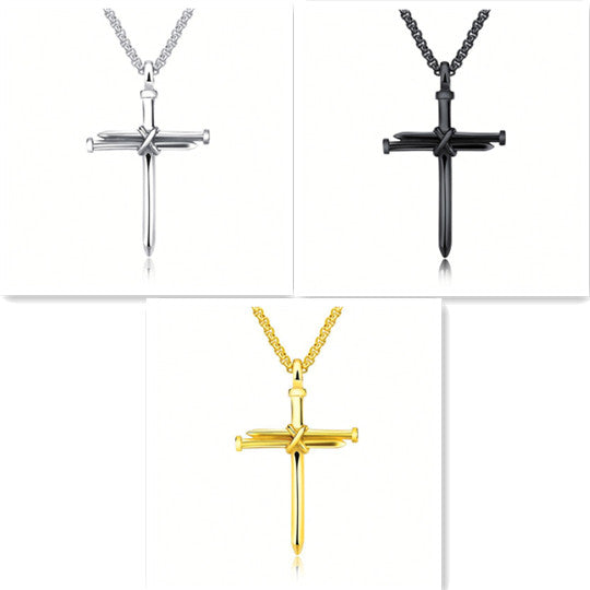 Men's Nail Cross Pendant Necklace