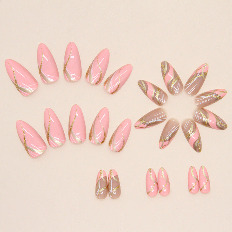 Glitter Ripple Almond Press-On Nails