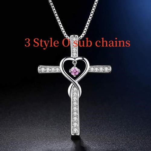 Birthstone Cross Heart Necklace