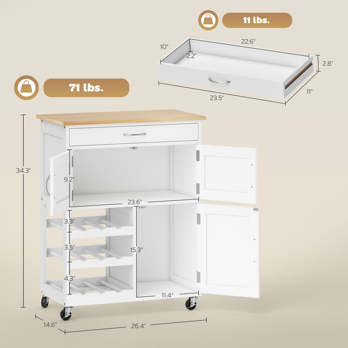 Rolling Kitchen Island Cart