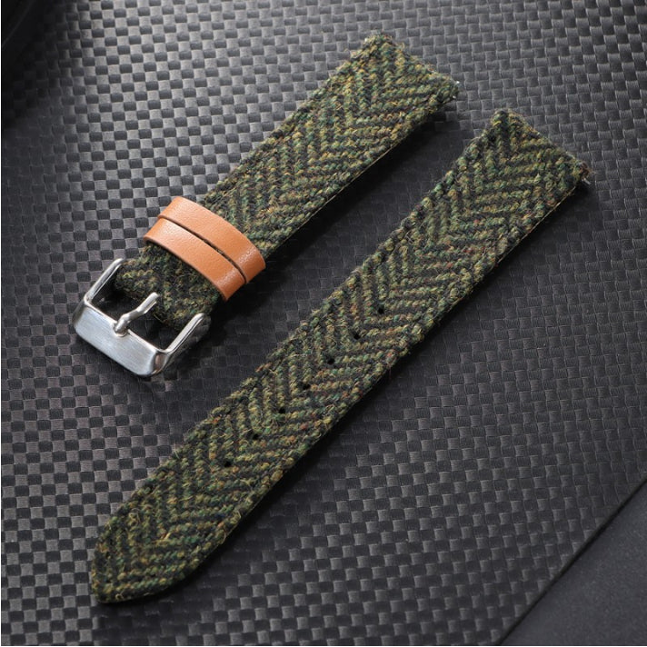 Vintage Tweed Leather Watch Strap