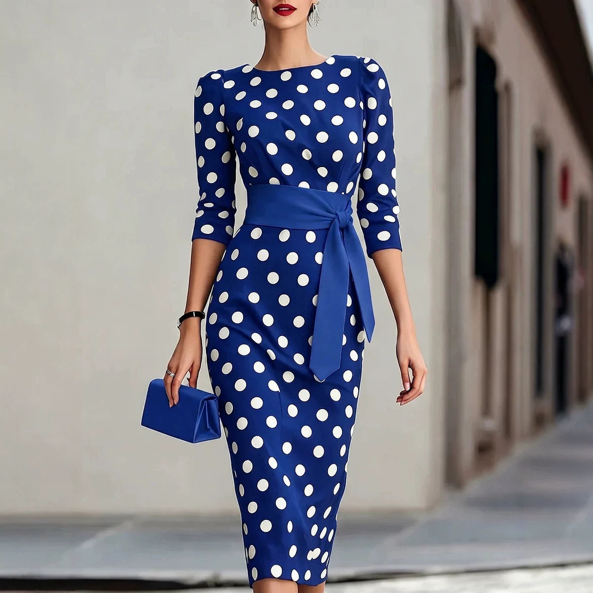 Women's Belted Midi Pencil Dress