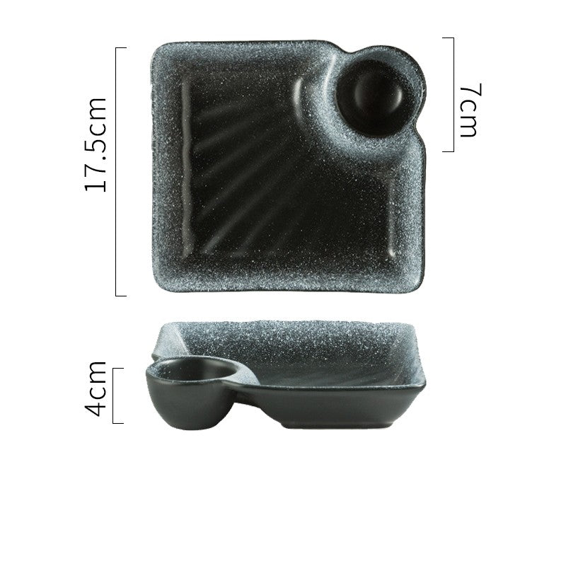Ceramic Dumpling Plate with Sauce Dish