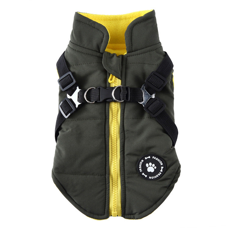 Padded Dog Coat with Harness Opening