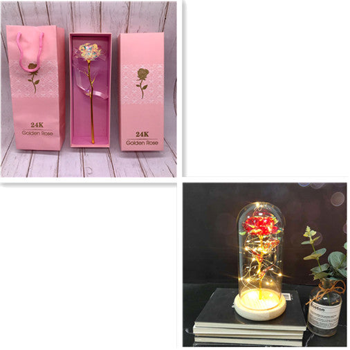 Gold-Foil Rose with Light-Up Stand