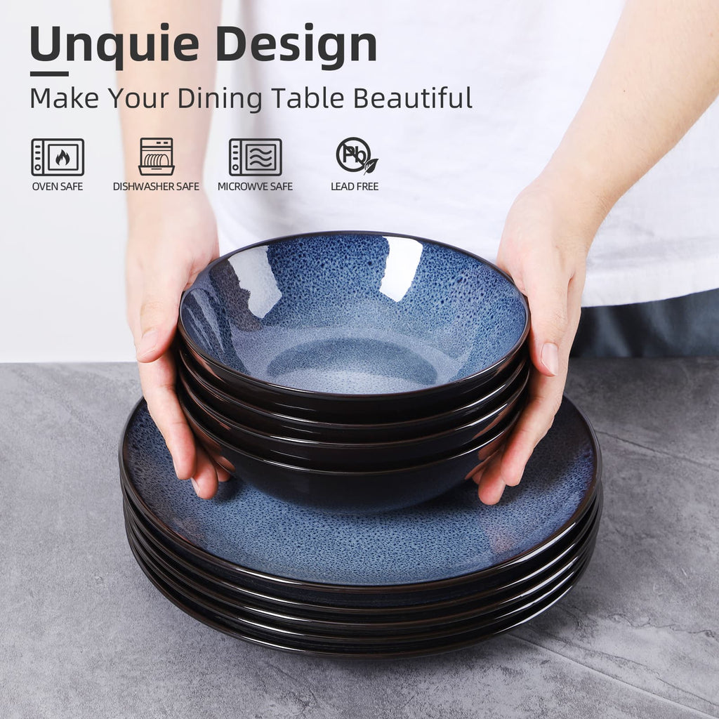 Peacock Blue Ceramic Bowls (Set of 4)