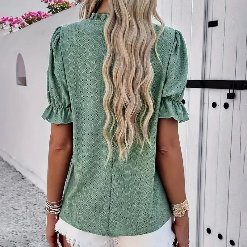 Ruffle-Sleeve Blouse
