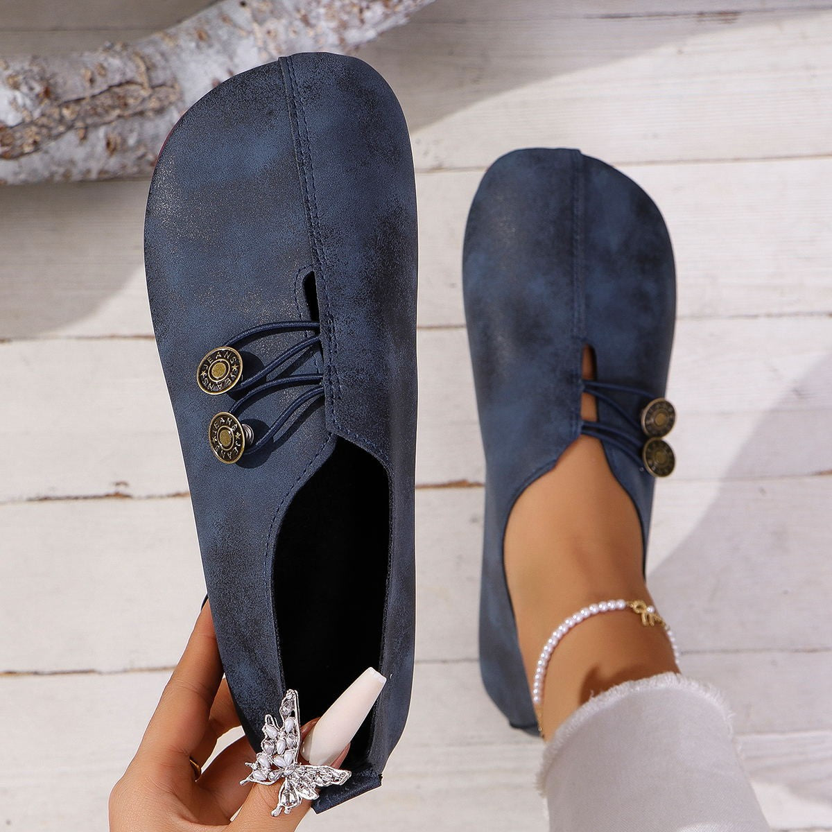 Square-Toe Slip-On Flat Sandals