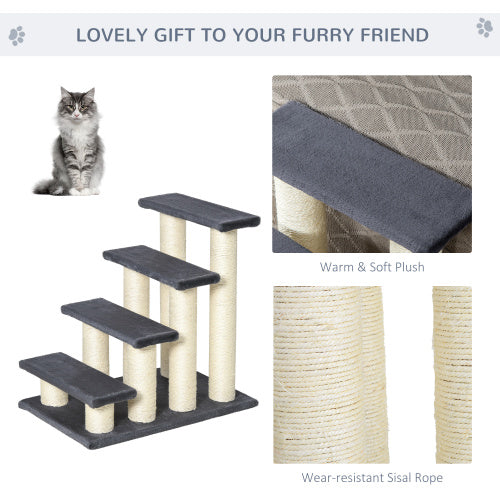 4-Step Pet Stairs with Scratching Post