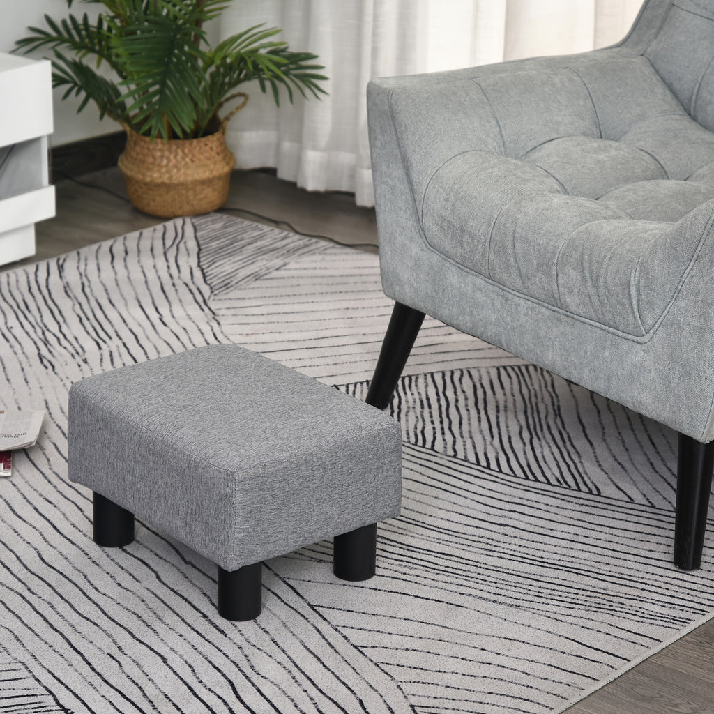 Linen Cube Ottoman Pouf