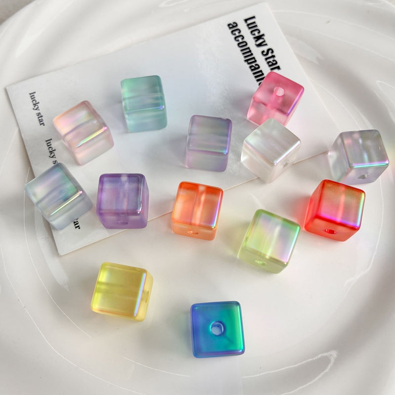 Iridescent Acrylic Cube Beads