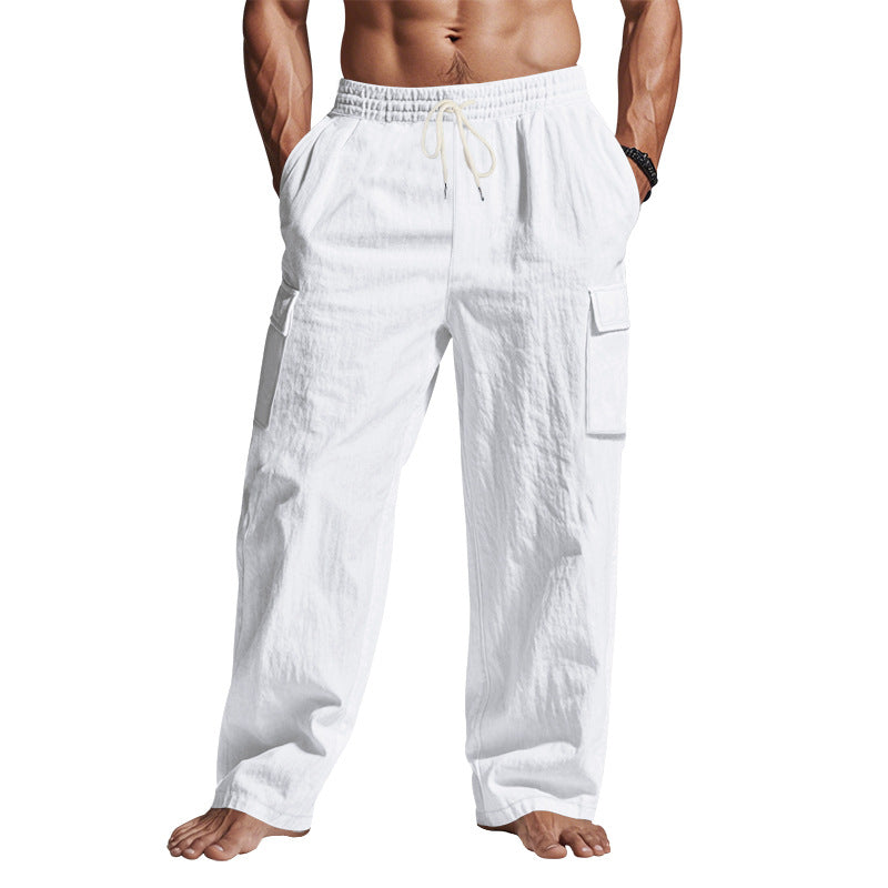 Men's Linen Wide-Leg Cargo Pants