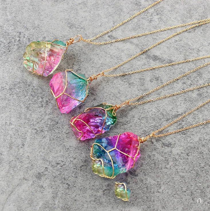 Rainbow Raw Crystal Pendant