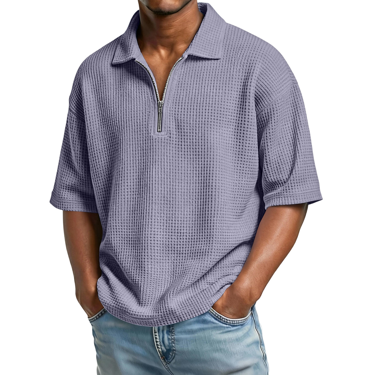 Men's Waffle-Knit Camp-Collar Shirt