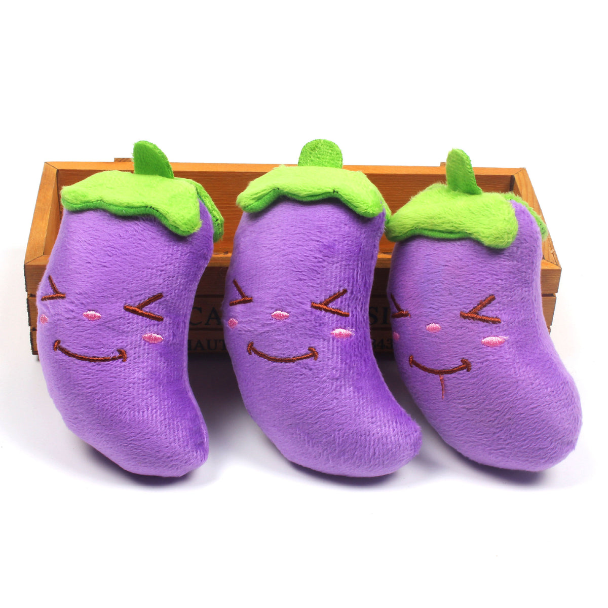 Squeaky Plush Eggplant Dog Toy