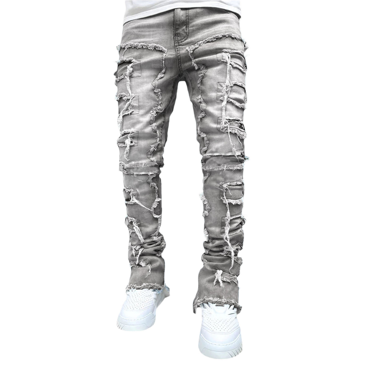 Men's Distressed Stacked Jeans