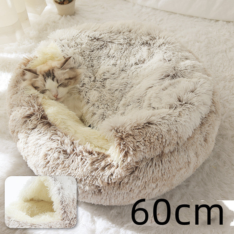2-in-1 Plush Pet Bed & Cave