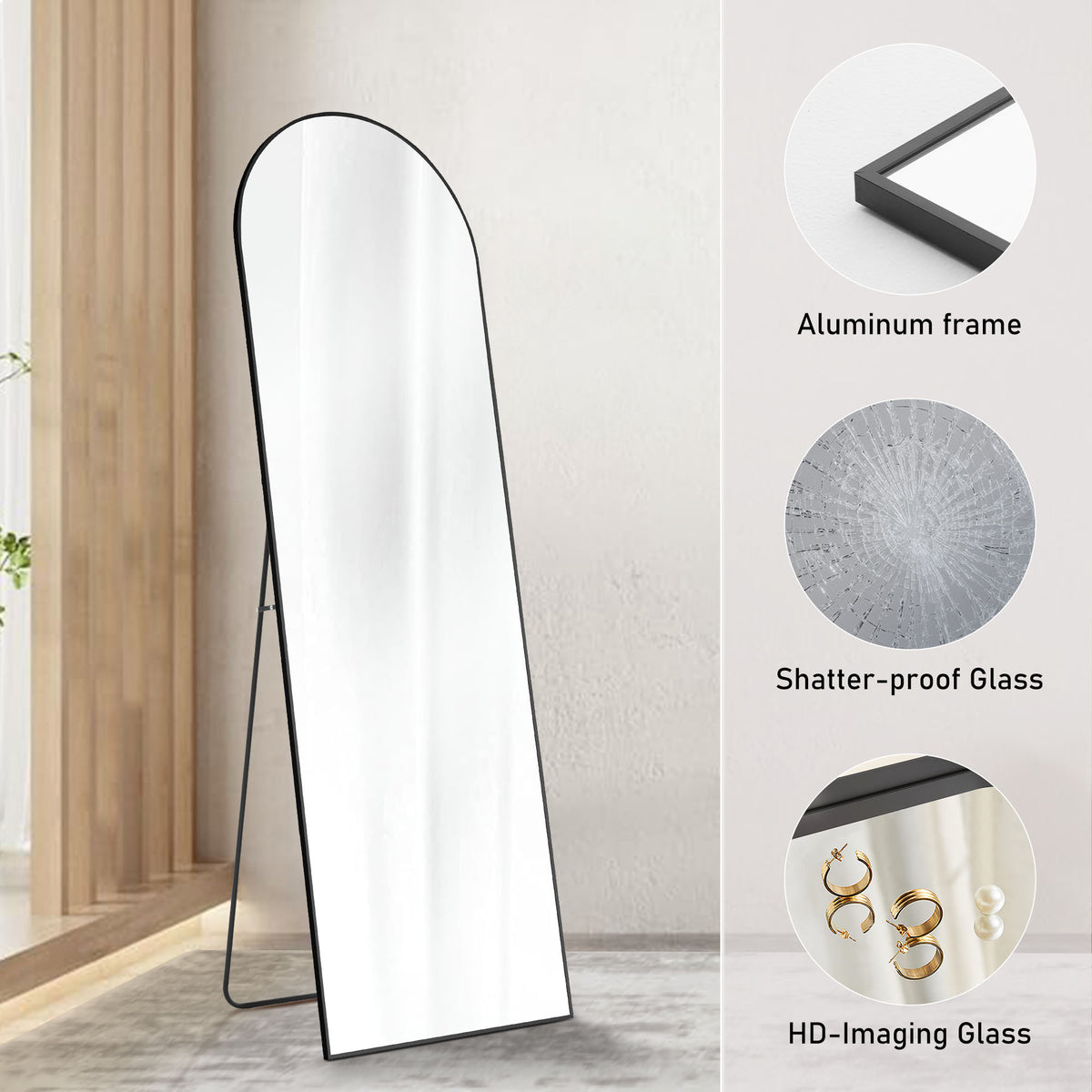 Arched Floor Standing Mirror