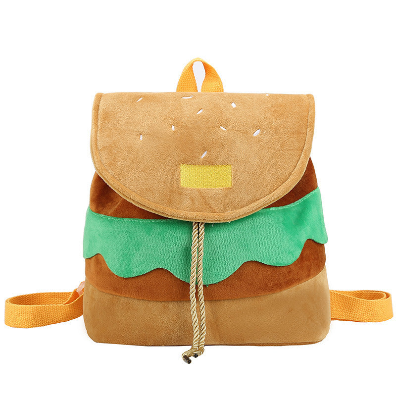 Plush Hamburger Mini Backpack