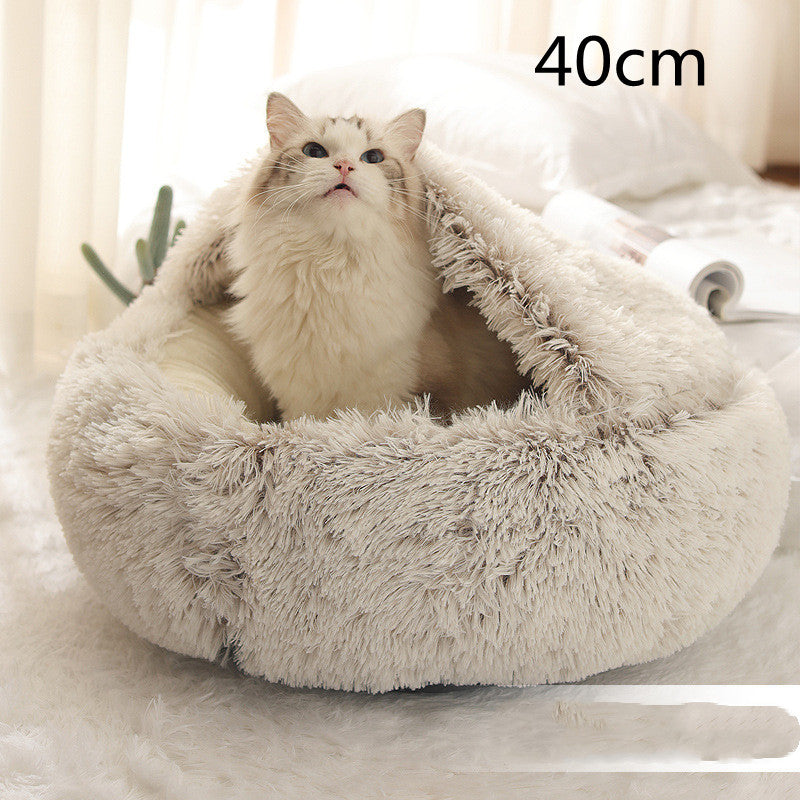 2-in-1 Plush Pet Bed & Cave
