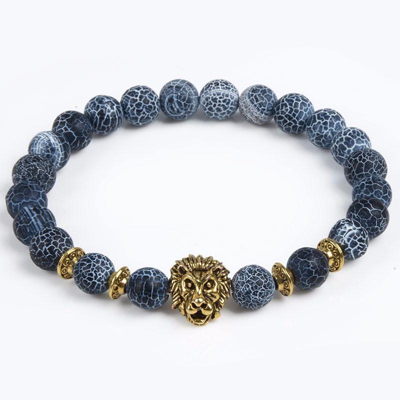 Carved Lion Head Bead Bracelet