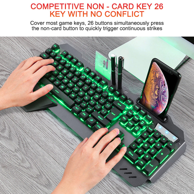 RGB Backlit Keyboard with Phone Holder