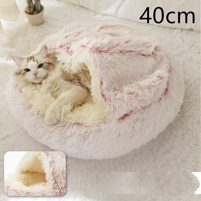 2-in-1 Plush Pet Bed & Cave