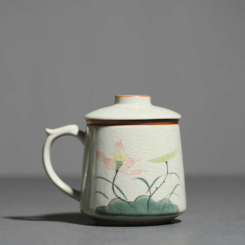 Hand-Painted Lotus Mug