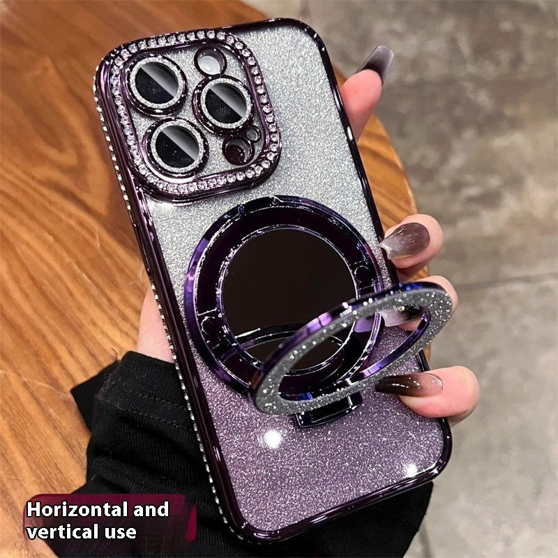 Glitter Case with Makeup Mirror Stand