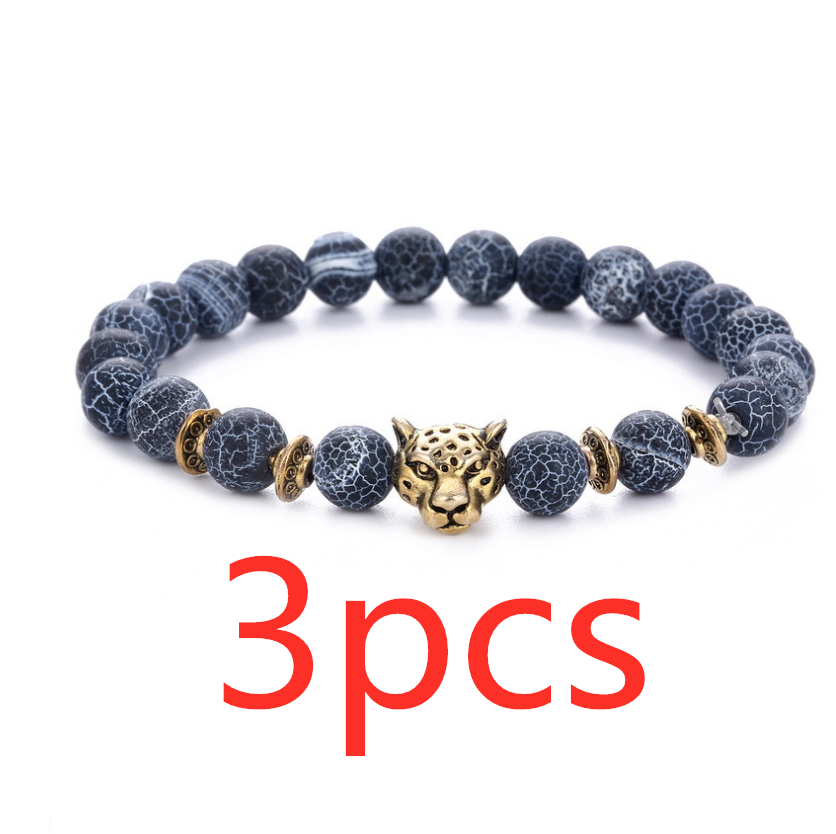 Leopard Head Agate Bead Bracelet