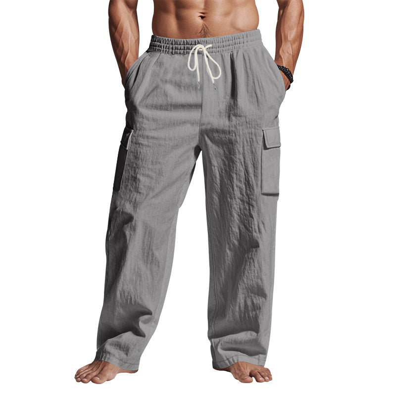 Men's Linen Wide-Leg Cargo Pants