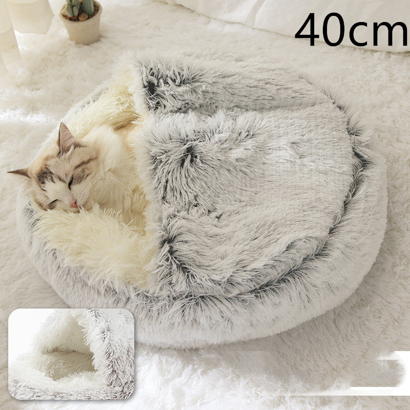 2-in-1 Plush Pet Bed & Cave