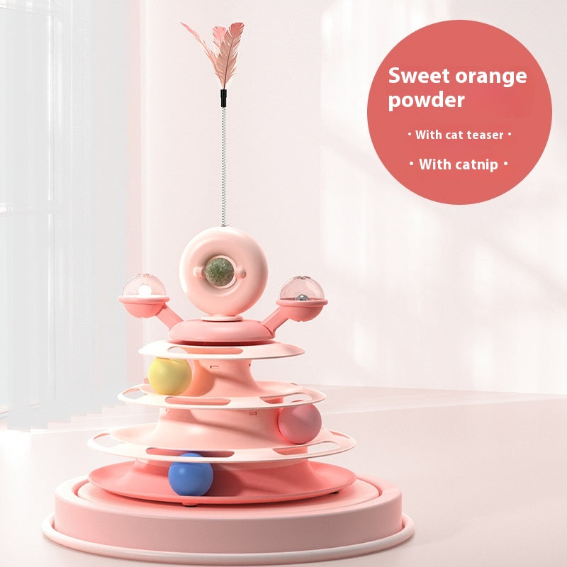 4-Level Cat Ball Track Tower