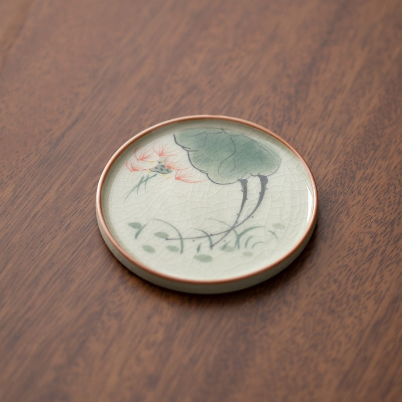Hand-Painted Lotus Ceramic Coaster