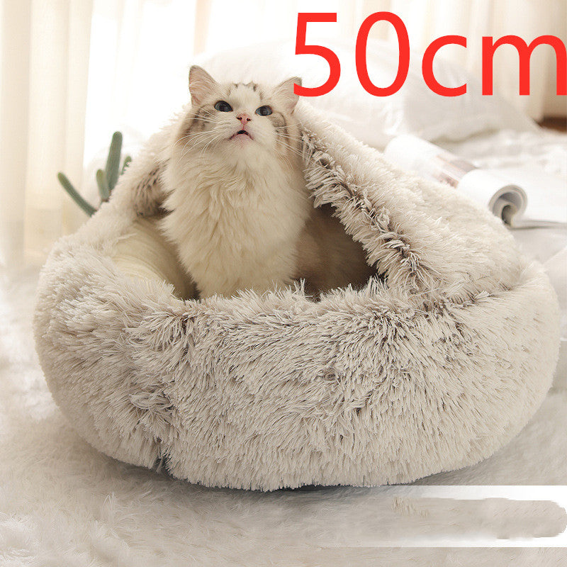 2-in-1 Plush Pet Bed & Cave