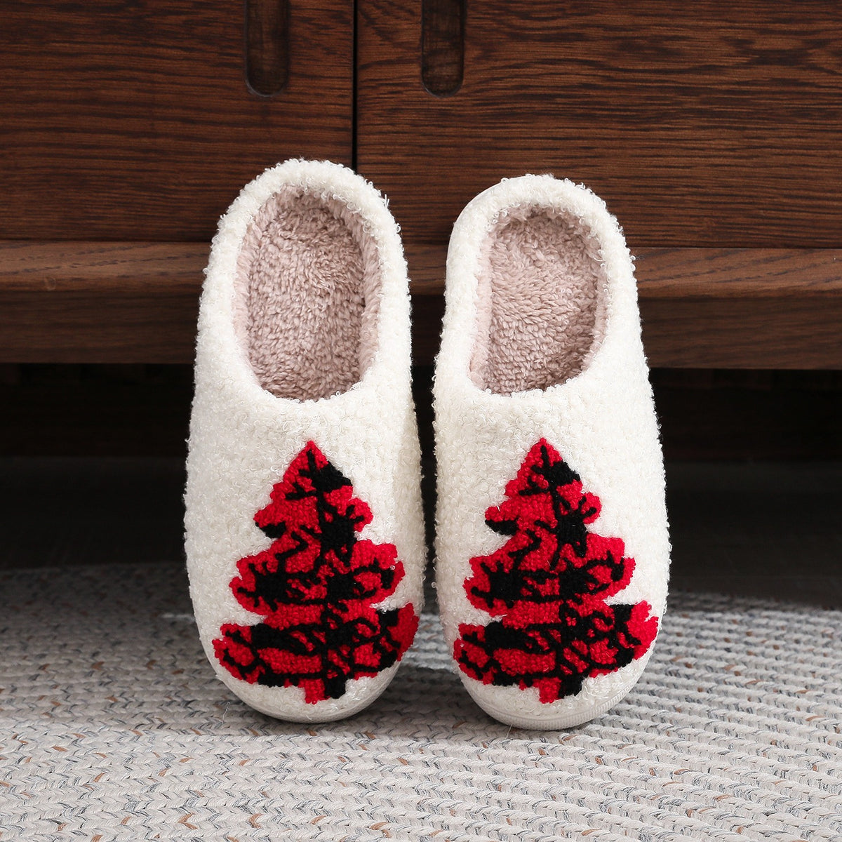 Christmas Tree Fuzzy Slippers