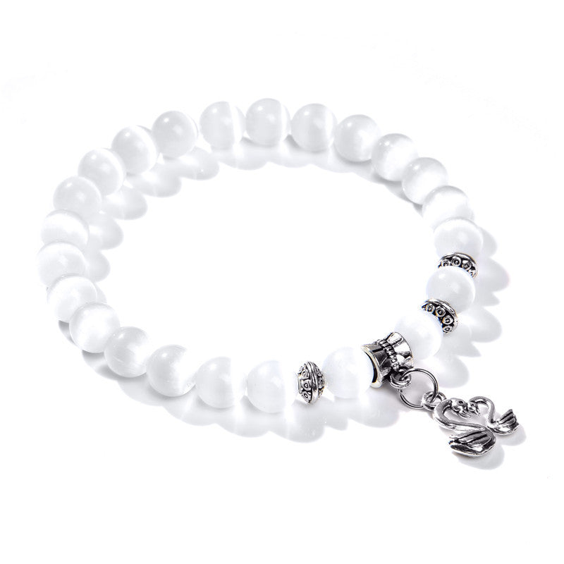 Opalite Bead Charm Bracelet