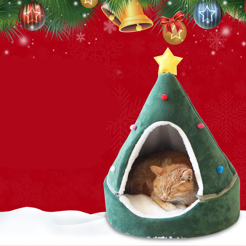 Christmas Tree Cat Cave Bed