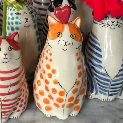 Mini Polka-Dot Cat Vase
