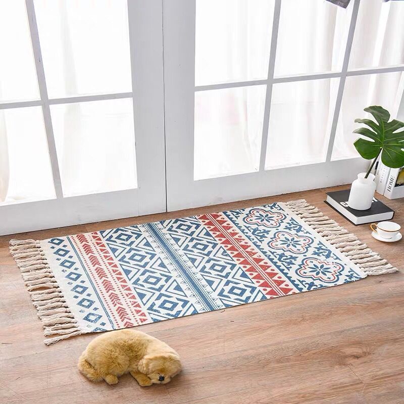 Woven Cotton & Linen Accent Rug