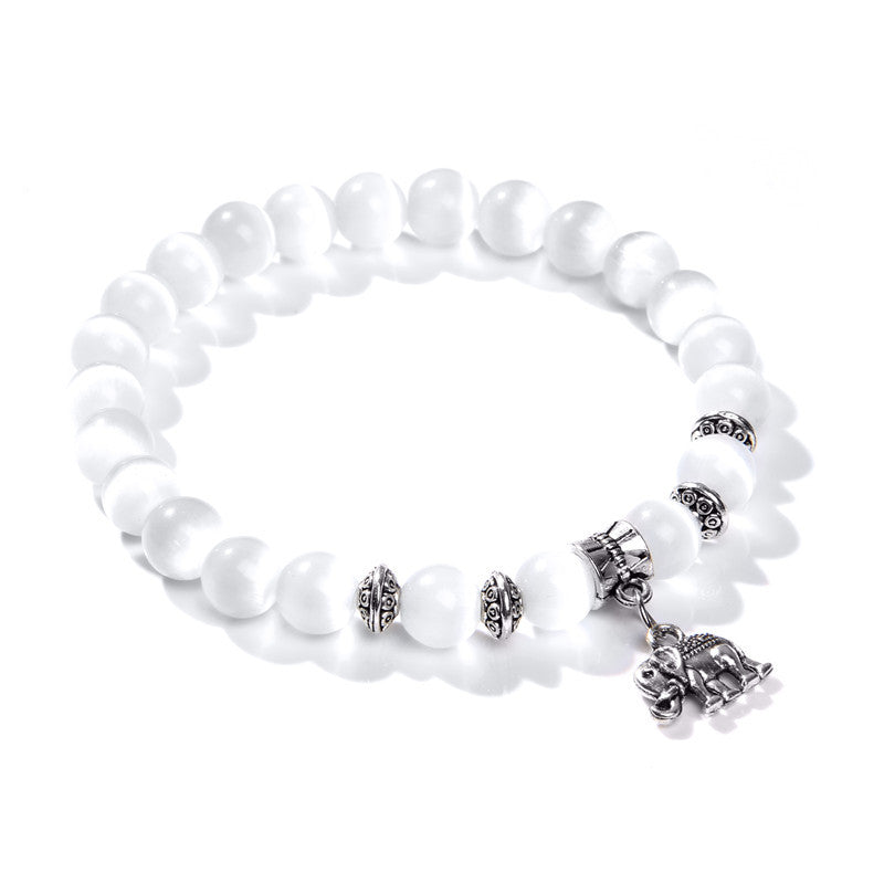 Opalite Bead Charm Bracelet
