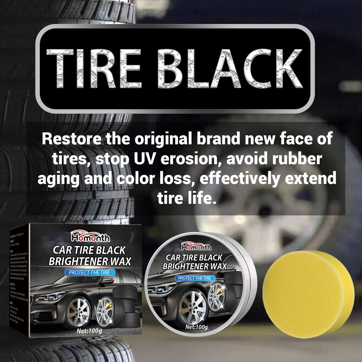Tire Shine Wax with Sponge