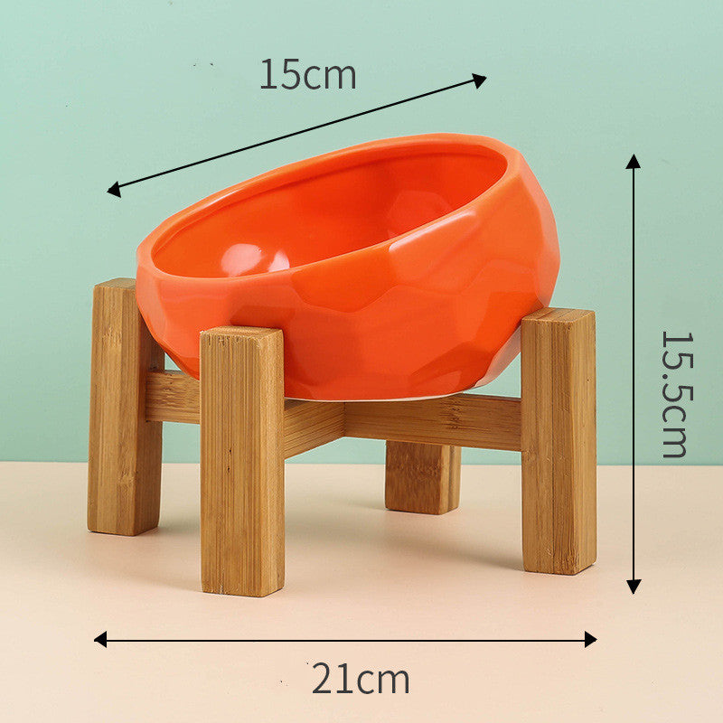 Tilted Ceramic Cat Bowl