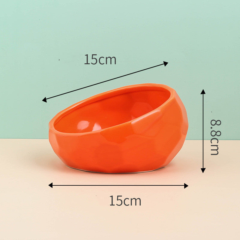 Tilted Ceramic Cat Bowl