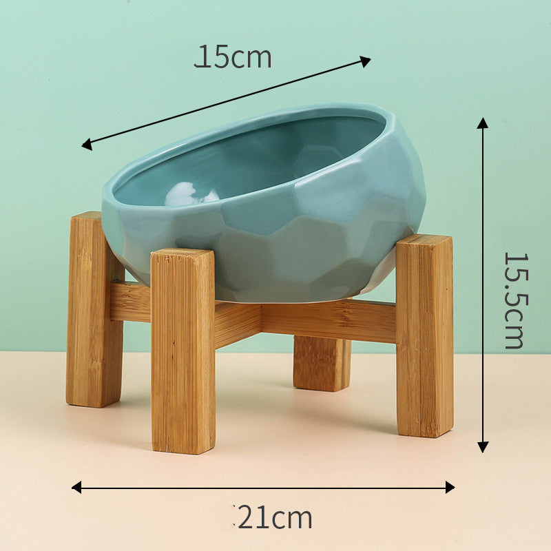 Tilted Ceramic Cat Bowl